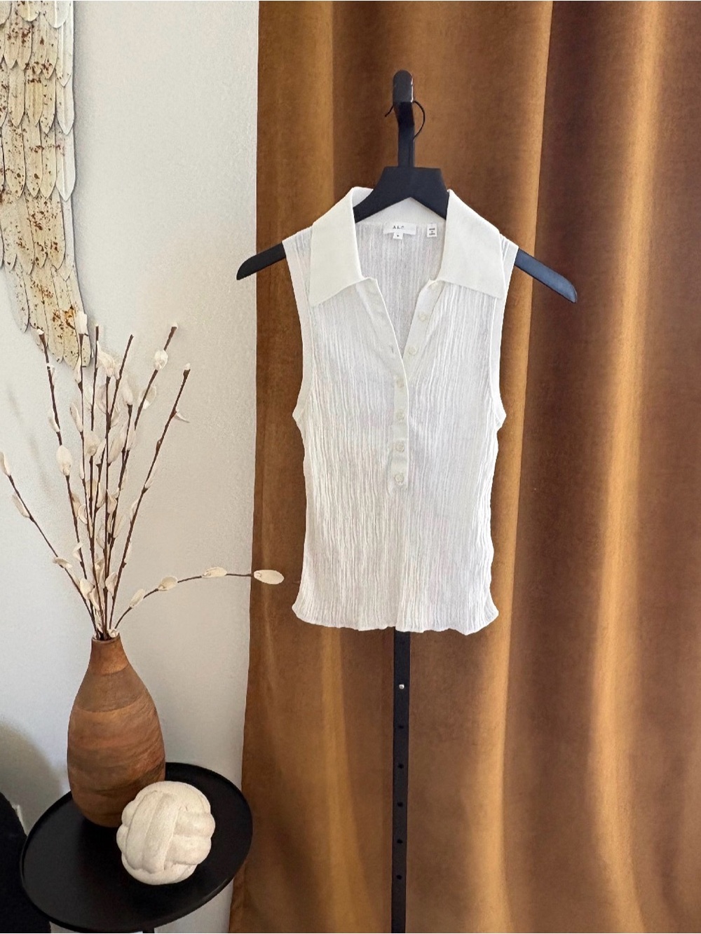 Alc white ribbed polo tank size medium
